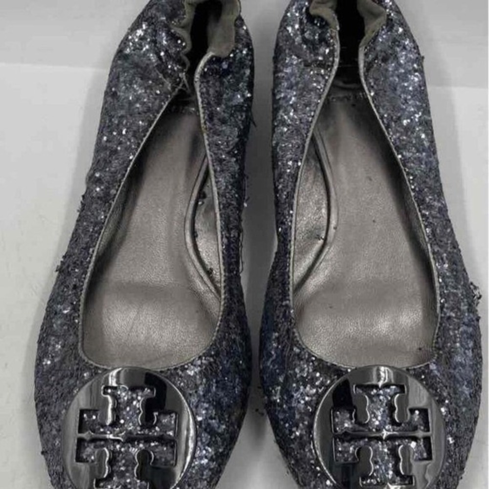 Tory Burch Glitter Ballet Flats Sparkle Shoes Women's Size 7.5M